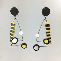 Dot-Dot Earrings by Arden Bardol (Polymer Clay Earrings) | Artful Home Modern Yellow Single Earring, Polymer Face, Dot Earrings, Diy Jewelry Projects, Dot Dot, Glass Furniture, Artful Home, Recycled Jewelry, Steel Post