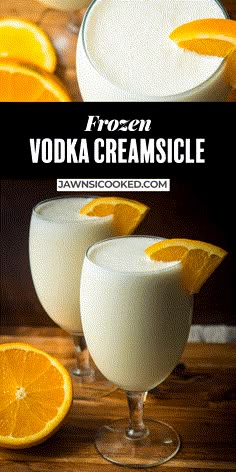 two glasses filled with frozen vodka creamsice