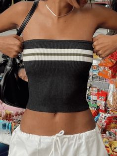 ⚡️Buy Knit Striped Bandeau Crop Top Green M under $14.00 in Tops&Tees Online. Style: Casual/Street/Vintage/Sweet. Fabric Content: Cotton. Fit Type: Loose fit. Neckline: Crew Neck. Versatility: These versatile tops can be effortlessly dressed up or down for any summer occasion. Pair them with shorts or skirts and layer with jackets or cardigans for endless style possibilities.. Comfort: Crafted from soft jersey fabric, these tops provide all-day comfort. The bandeau style ensures a tan line-free Sleeveless Striped Winter Tops, Fall Fitted Knitted Tank Top, Striped Knitted Cotton Top, Striped Knitted Tops For Summer, Casual Stretch Knit Crop Top, Fitted Striped Knit Tank Top, Casual Stretch Knitted Tops, Casual Non-stretch Knitted Tops, Fitted Striped Cotton Knit Top