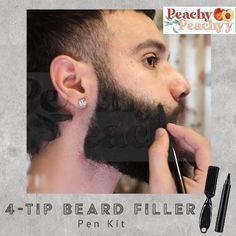 Achieve perfect & fuller beard with 4-Tip Beard Filler Pen Kit! Different Types Of Beards, Designer Stubble, Beard Styles For Men, Pen Kits, Men's Fitness