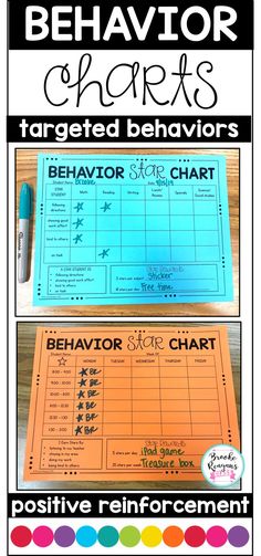 behavior chart with the words behavior, behavior and behavior written on it in different colors