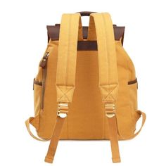 ITEM DETAILS     Item Type:  Backpacks  
  Lining Material:  Polyester  
  Interior:  Interior Compartment,Computer Interlayer,Interior Zipper Pocket,Interior Slot Pocket,Cell Phone Pocket  
  Style:  Vintage  
  Closure Type:  Cover  
  Material:  High density wash canvas+Cow leather  
  Backpack size:  32*15*39cm  
  Style:  Vintage, Fashion, Casual  
  Features:  Wear-resistant and durable  
 
  ITEM OVERVIEW  Internal packing structure: identification bag, mobile phone bag, laminated zipper bag, zipper bag, computer bag, adjustable shoulder straps for all women, teenagers and adults.  ♥ Function: waterproof, breathable, wear-resistant, anti-theft, lightning protection, shockproof, Occasion: Suitable for school, sports, college, beach, office, work or international business trips.  ♥ F Canvas Travel Backpack With Zipper Closure, Beige Outdoor Backpack With Zipper Pocket, Gold Standard Backpack For Travel, Brown Canvas Backpack With Zipper Closure, Yellow Travel Shoulder Bag Backpack, Yellow Leather Travel Backpack With Adjustable Strap, Gold Canvas Bag For Everyday Use, Yellow Leather Backpack For School, Yellow Leather School Backpack