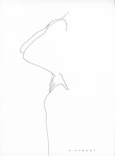 a black and white drawing of a woman's torso