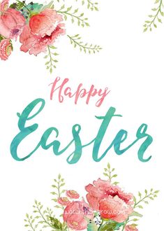 an easter card with flowers and the words happy easter