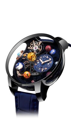 Gold Skies, Fancy Watches, Mechanical Pocket Watch, Small Case, Blue Calcite, 12 Zodiac Signs, 12 Zodiac, The Impossible, Orange Sapphire