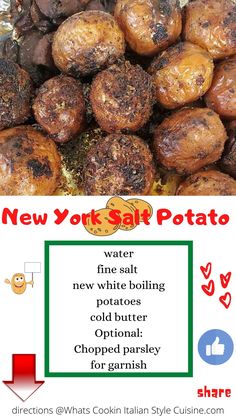 the new york salt potato recipe is shown