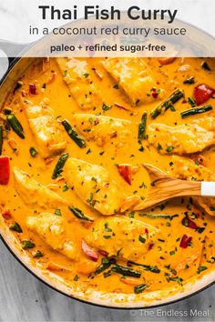 thai fish curry in a coconut red curry sauce