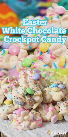 easter white chocolate crockpot candy with sprinkles