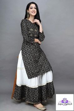 This beautiful full size kurta with Skirt are made of cotton fabric so it will be comfortable and stylish. We bring to you this "Rajasthani Bandhej" print cotton fabric long size kurti set for Young Girls & Women. Give yourself a best ethnic look by wearing this kurta set made in India, this is a Regular-Fit and Formal Kurti. This is light weight cotton material Kurta set and it will be soft on your skin. Suitable for Daily Wear in Home, Office, College, Family, Meetings, and Festive Occasions e Cheap Festive Kurta For Navratri, Suit Back Neck Designs Indian, Formal Kurti, Kurti With Skirt, Family Meetings, Bandhej Print, Kurta Skirt, India Shopping, Kurti Set