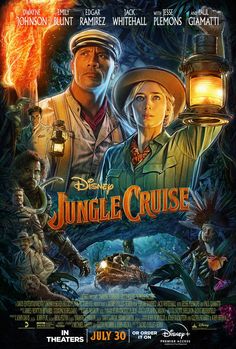 the movie poster for disney's jungle cruise, starring actors from two different films