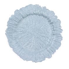 an empty glass plate on a white background