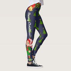 Christmas Leggings Santa Personalize Choose Color, Women's, Size: XL, Saddle Brown / Floral White / Forest Green Gender: female. Age Group: adult. Running Yoga Pants, Vintage Floral Top, High Waisted Yoga Leggings, White Tights, Floral Print Pants, Christmas Leggings, Bleu Violet, Winter Leggings, Christmas Print