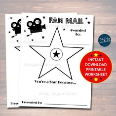 the printable star reward card for fans to use