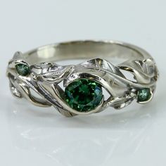 Reposhing This Item I Purchased From @Avpawn. I Didn’t Wear It At All Since It Ended Up Being A Little Too Big For My Finger. Questions? Leave A Comment Below! Plant Ring, Plant Rings, Leaves Ring, Irish Rings, Silver Wedding Bands, Leaf Ring, Ring Color, Green Stone, Emerald Ring