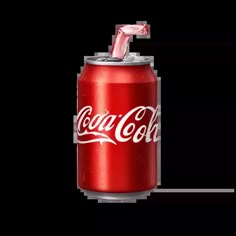 a can of coca cola with a straw sticking out of it