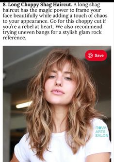 Boho Haircuts Medium, Summer Wavy Haircut, Shag Haircut Wispy Bangs, Summer Shag Haircut, Shaggy Haircuts With Curtain Bangs, Medium Shag Wavy Hair, Summer 2023 Haircuts, Mid Length Wavy Hair With Bangs, Wavy Layers With Bangs