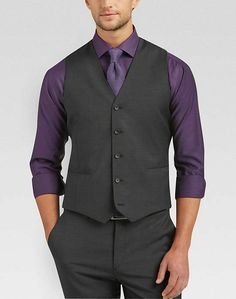 Purple Vest Outfit Men, Xv Ideas, Vest Outfits Men, Purple Suit, Purple Vests, Mens Wearhouse, Groomsmen Suits, Vests Mens, Slim Fit Suit