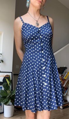 VTG 90s MODA INTL Rayon Polka Dot Flare Button Up Mini Dress MODA INTL Made in USA 100% rayon Size: S Bust: 36in Waist: 30in Hips: 48in Length: 28in Casual Polka Dot Dress With Button Closure, Polka Dot Button-up Dress With Buttons, Polka Dot Button-up Dress, Casual Polka Dot Button-up Dress, Polka Dot Summer Dresses With Button Closure, Blue Summer Dresses With Snap Buttons, Button Up Mini Dress, Blue Polka Dots, Dress Clothes For Women