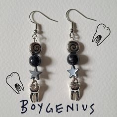 boygenius-inspired, teeth earrings! made from stainless steel findings, and a variety of plastic and stainless steel charms and pendants!  a perfect gift for any boygenius fan! I will happily fix any items bought from me, at any point (for free message me if you have any questions! Boygenius Bracelet, Physical Manifestation, Teeth Earrings, Cozy Goth, Crazy Earrings, Funky Clothes, Craft Craft, Pumpkin Earrings, Dope Jewelry