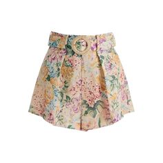 Halliday Tuck Linen Shorts. Zimmermann Shorts, Watercolor Floral Print, Watercolor Floral Pattern, Luxury Linen, Designer Shorts, Mini Shorts, Printed Linen, Linen Shorts, Pure Linen