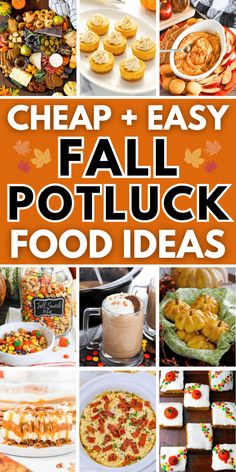 a collage of fall potluck food ideas