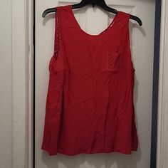 Nwt Lane Bryant Red Top With Crochet Tie Neck. Size 20. Never Worn. Retail $49.95. Red Lace Top For Summer, Casual Red Crochet Top, Red Sleeveless Crochet Top, Chic Red Lace Top, Red Lace Sleeveless Top, Sequin Cami Top, Crochet Tie, Blue Halter Top, Chiffon Tank Tops