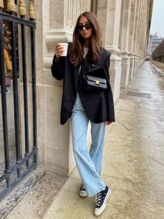 Denim On Denim, Looks Street Style, Outfit Trends, Mode Inspo, Trend Fashion, Blazer Outfits, �가을 패션, Looks Style, Mode Inspiration