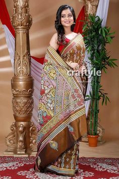 This is authentic hand embroidered Kantha Stitch Saree from Santiniketan, Birbhum district in Bengal. The unique multi-thread kantha embroidery design is entirely handcrafted by our skilled artisans. The running blouse piece is included with this soft silk saree. Fast express shipping all over the world. #KanthaStitchSaree #KanthaWorkSaree #KanthaSaree #KanthaSilkSaree #HandEmbroidery #SoftSilkSaree #SilkSaree Kantha Embroidery Saree, Kantha Stitch Saree, Stitch Saree, Kantha Sarees, Block Print Saree, Kantha Embroidery, Hand Painted Sarees, Kalamkari Saree, Jamdani Saree