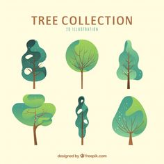 various trees with different shapes and sizes