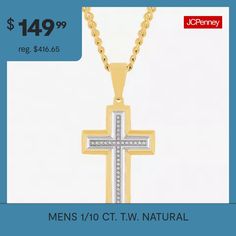 Features: Religious Jewelry, Quick ShipDiamond Clarity: I2-I3Jewelry Closure: Lobster ClaspLink Construction: SolidSetting: ProngShape: CrossStone Cut: RoundDiamond Color: H-IMetal Color: YellowChain Length: 24 InchChain Width: 3 MillimetersPendant Length: 49mmPendant Width: 24mmRounded Carat Weight: 1/10 Ct. T.w.Chain Construction: CubanCare: Wipe CleanStone Type: 33 Natural DiamondAuthenticity: Natural DiamondBirthstone: April BirthstoneMetal: Stainless SteelNecklace Type: Pendant NecklacesCo… Stainless Steel Cross Pendant, Diamond Frame, Steel Cross, Cross Pendant Necklace, Religious Jewelry, White Diamond, Cross Pendant, Diamond White, Round Diamonds