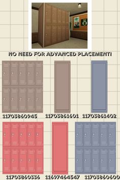 several different types of lockers with numbers and symbols on the front, side, and back