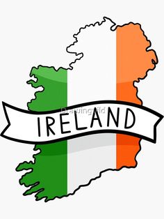 the map of ireland with an irish flag on it's side and a ribbon in the middle