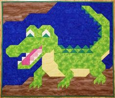 Alligator Quilt Pattern Alligator Quilt, Dinosaur Quilt, Quilting Books, Easy Quilt, Easy Quilt Patterns, Half Square Triangles, Book Quilt, Paper Pattern, Easy Quilts