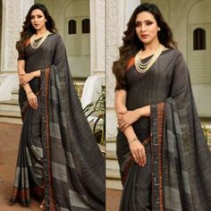 Grey colored saree is made from art silk fabric which is highlighted with beautiful printed work as shown. comes along unstitched art silk (silk blend) blouse which you can customise as per your design/style. Occasion - You can wear this saree for festive and functions. Note:- The actual product may differ slightly in color and design from the one illustrated in the images when compared with computer or mobile screen. Semi-stitched Bollywood Saree With Printed Border, Bollywood Style Digital Print Pre-draped Saree For Diwali, Bollywood Style Saree With Printed Border And Semi-stitched Fit, Bollywood Style Semi-stitched Saree With Printed Border, Bollywood Style Saree With Printed Border, Black Saree With Printed Border For Navratri, Designer Wear Saree With Printed Border For Eid, Semi-stitched Bollywood Blouse Piece With Printed Border, Unstitched Saree With Printed Motifs