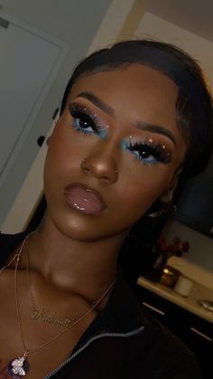 #follow #makeup #makeuplooks #beautyblog #lashes #blogging #blog #blogger Blue Makeup Looks, Prom Eye Makeup, Makeup For Black Skin, Birthday Makeup, Glam Makeup Look, Dope Makeup