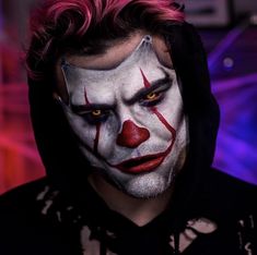 Guys Halloween Makeup, Mens Halloween Makeup, Halloween Makeup Clown, Halloweenský Makeup, Scary Clown Makeup, Clown Halloween, Creepy Halloween Makeup, Cool Halloween Makeup, Halloween Clown