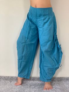 "Cotton Soft Rope Pants, Lady Pants, Light Weight Women Pants If you are looking for some pants that you can wear everywhere, comfortable, relax and Easy to wear. Cotton Soft Pants is Answer!! Nice gift for yourself or your lover Approx. Measurements: Waist 40\" Length 37\" Hip 48\" Inseam 28\" Ankle 12\" FRONT RISE: Measure from the center of the crotch to the top of the waist = 11\" - Condition: Brand new without tags. 100% Cotton - Made in Thailand Shipping & Handling * Parcels will be sh Comfortable Full-length Harem Pants With Pockets, Comfortable Blue Cotton Pants, Cotton Parachute Pants For Yoga, Comfortable Full-length Cotton Harem Pants, Cotton Parachute Yoga Pants, Cotton Yoga Parachute Pants, Blue Cotton Harem Pants, Blue Cotton Full-length Harem Pants, Blue Full-length Cotton Harem Pants