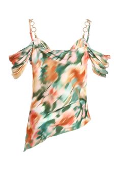 This asymmetric top features a multicoloured marble print in satin, with drop shoulder design and chain strap detailing, making it ideal for a stylish going-out look. Asymmetric Top, Oasis Fashion, Marble Print, Asymmetrical Tops, Shoulder Design, Fashion Face, Denim Shop, Dress With Boots, Chain Strap