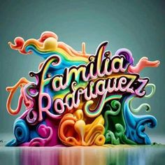 the word familla radiquez is written in colorful letters and swirls