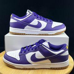 Nike Dunk Low Id Purple Gum New Sneakers Fn0569-900 - Mens Size 10.5 >Brand New Never Worn And In Amazing Condition, (Has Box But Missing Lid) No Rips/Tears/Stains Anywhere On The Shoes. If You Have Any Questions Please Message Me And I’ll Get Back To You As Quickly As Possible. >If You Like This Pair Of Shoes You May Like Some Of My Other Pairs As Well, I Have Over 500 Pairs To Choose From I Give Discounts On All Bundles Nike Custom Sneakers With Gum Sole For Light Sports, Nike Custom Sneakers With Gum Sole For Sports, Nike Custom Lace-up Sneakers For Light Sports, Purple Leather Sneakers With Gum Sole, Nike Sneakers With Gum Sole For Light Sports, Nike Custom Low-top Sneakers For Sports, Custom Purple High-top Sneakers With Gum Sole, Nike Low-top Basketball Shoes With Cushioned Footbed, Purple Custom Sneakers With Gum Sole For Sports