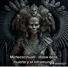 an image of a woman with skulls on her head and the caption in spanish