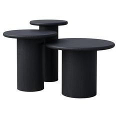 two black and red tables sitting next to each other