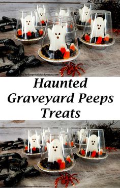 halloween graveyard peeps treats in plastic cups