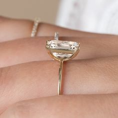 Melanie Casey, Ring Emerald Cut, Basket Setting, Emerald Cut Rings, Solitaire Setting, Ring Emerald, Interesting Ideas, Ring Ideas, Diamond Settings