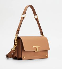 Woman BROWN Shoulder Bag Mini XBWTSIN0100RORPZ9998 | Tods Designer Tan Top Handle Bag, Luxury Tan Satchel Bag, Designer Tan Bag With Detachable Handle, Designer Tan Satchel Shoulder Bag, Designer Tan Bags With Detachable Handle, Luxury Tan Top Handle Bag, Designer Tan Top Handle Shoulder Bag, Luxury Tan Bags With Double Handle, Designer Tan Crossbody Bag