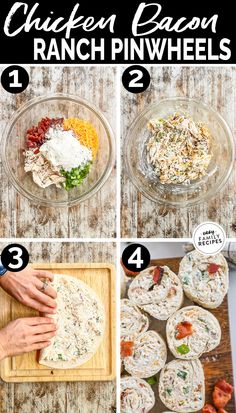 These easy Chicken Bacon Ranch Pinwheels are a simple roll-up appetizer that everyone will love! With chicken, ranch flavors, and smoky bacon in cream cheese, slathered on a tortilla, rolled up, and sliced - this easy appetizer or snack is so good! Make it in advance for the ultimate simple party or game day food idea.