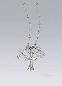 Chrome Hearts Diamond-studded Cross Pendant - X Chrome Hearts Necklace, Chrome Hearts Jewelry, Hearts Jewelry, Streetwear Jewelry, Edgy Jewelry, Street Fashion Men Streetwear, Neutral Color Scheme, Copper Chain, Everyday Outfit