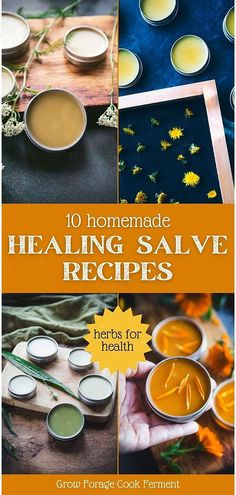 Embrace the therapeutic properties of herbs with these 10 homemade healing salve recipes. Delve into the benefits of medicinal flowers like calendula, lavender, and dandelion salve. Offering natural remedies for ailments like dry skin and cuts, these recipes emphasize the essence of herbs for health. Delve deeper into natural remedies, homemade skin care, and herbalism for beginners at growforagecookferment.com. Balm Recipes Healing, Diy Salves And Balms, Homemade Salves And Balms, Healing Balm Recipe, Diy Healing Balm, Homemade Salve Recipes, Homemade Healing Salve, Homemade Essentials