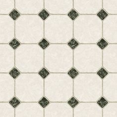 a white and green tile pattern with black dots on the bottom, in an elegant manner