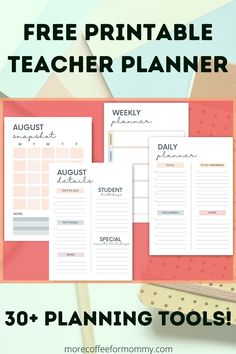 Free Printable Teacher Planner: 35+ Templates to Keep You Organized lifeplanner #birthdayplanner #scheduleplanner📙 Teacher Planner Printables Free, Printable Teacher Planner, Productivity Ideas, Exam Planner, Teacher Planner Templates, Aesthetic Planner, Study Planner Printable